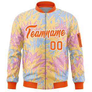 Custom Orange Varsity Full-Zip Hawaii Letterman Bomber Jacket