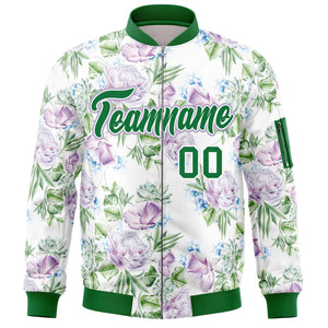 Custom Kelly Green  Varsity Full-Zip Hawaii Letterman Bomber Jacket