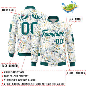 Custom Aqua Varsity Full-Zip Hawaii Letterman Bomber Jacket