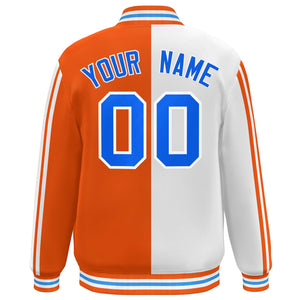 Custom Orange White Two Tone Color Block Bomber Varsity Baseball Jacket