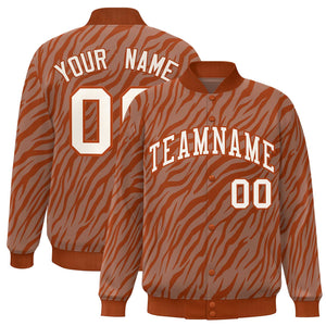 Custom Orange Cream Tiger Stripes Graffiti Pattern Bomber Varsity Jacket