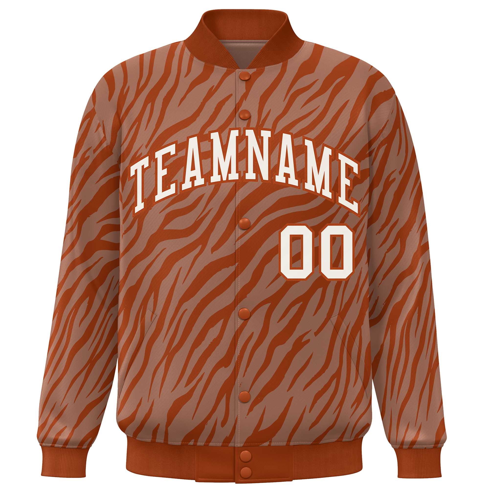 Custom Orange Cream Tiger Stripes Graffiti Pattern Bomber Varsity Jacket