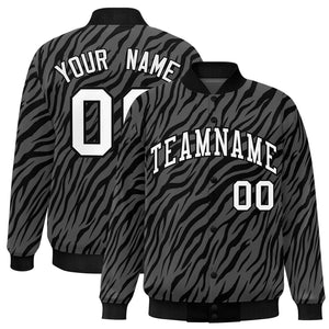 Custom Black White Tiger Stripes Graffiti Pattern Bomber Varsity Jacket