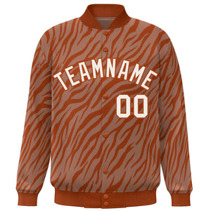 Custom Orange Cream Tiger Stripes Graffiti Pattern Bomber Varsity Jacket