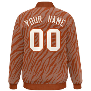 Custom Orange Cream Tiger Stripes Graffiti Pattern Bomber Varsity Jacket