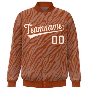 Custom Orange Cream Tiger Stripes Graffiti Pattern Bomber Varsity Jacket