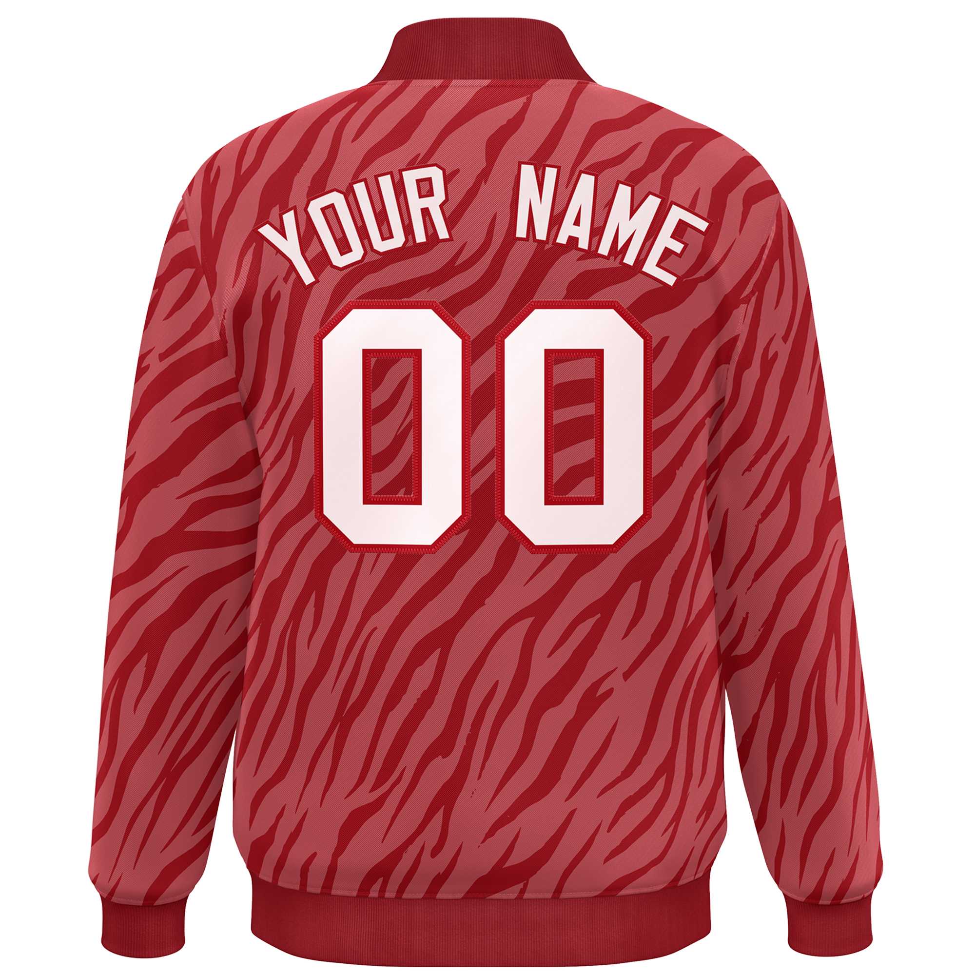 Custom Red White Tiger Stripes Graffiti Pattern Bomber Varsity Jacket