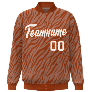 Custom Orange Cream Tiger Stripes Graffiti Pattern Bomber Varsity Jacket