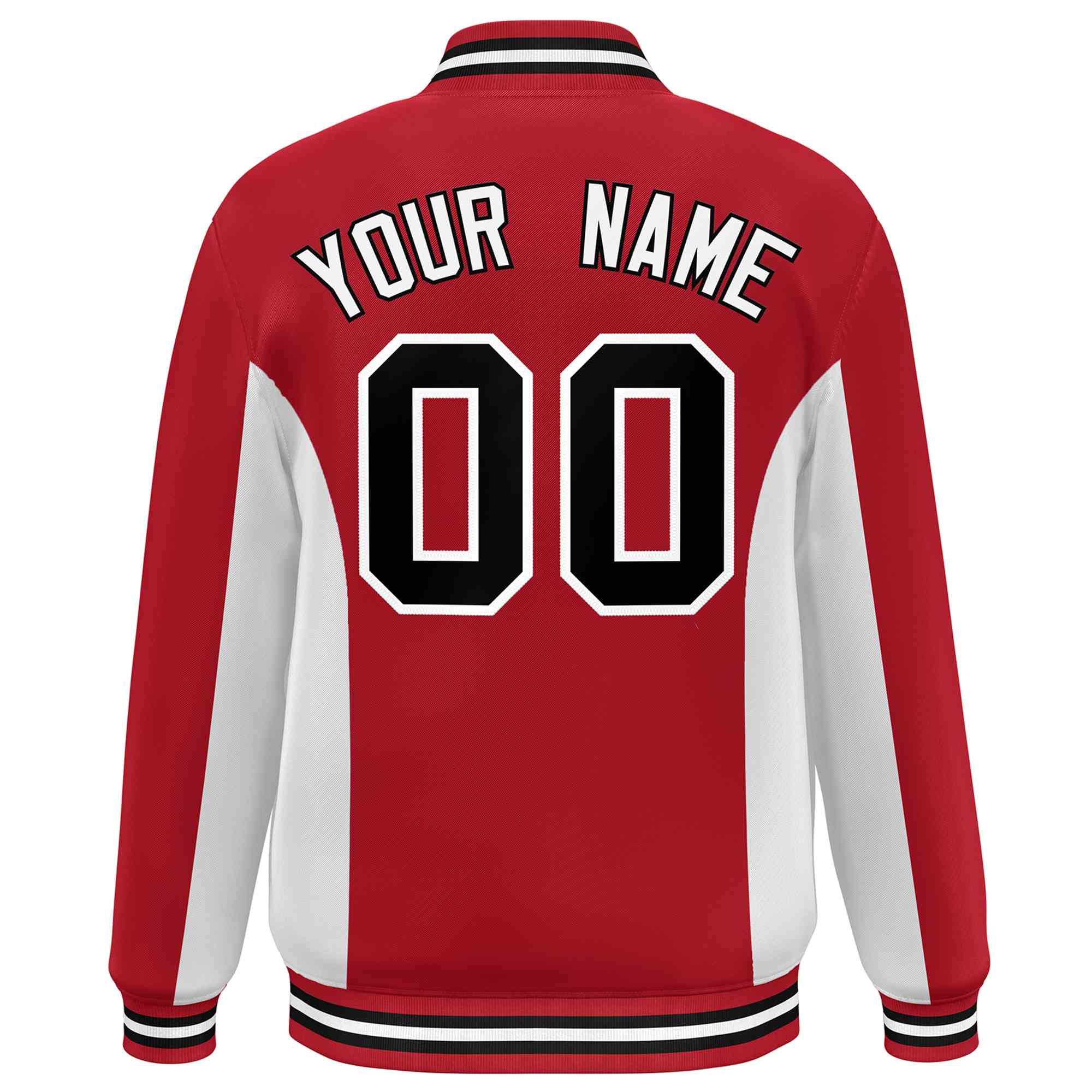 Custom Red White-Black Varsity Full-Snap Color Block Letterman Baseball Jacket