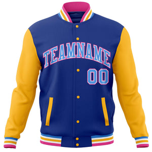 Custom Royal Gold Varsity Full-Snap Raglan Sleeves Letterman Baseball Jacket