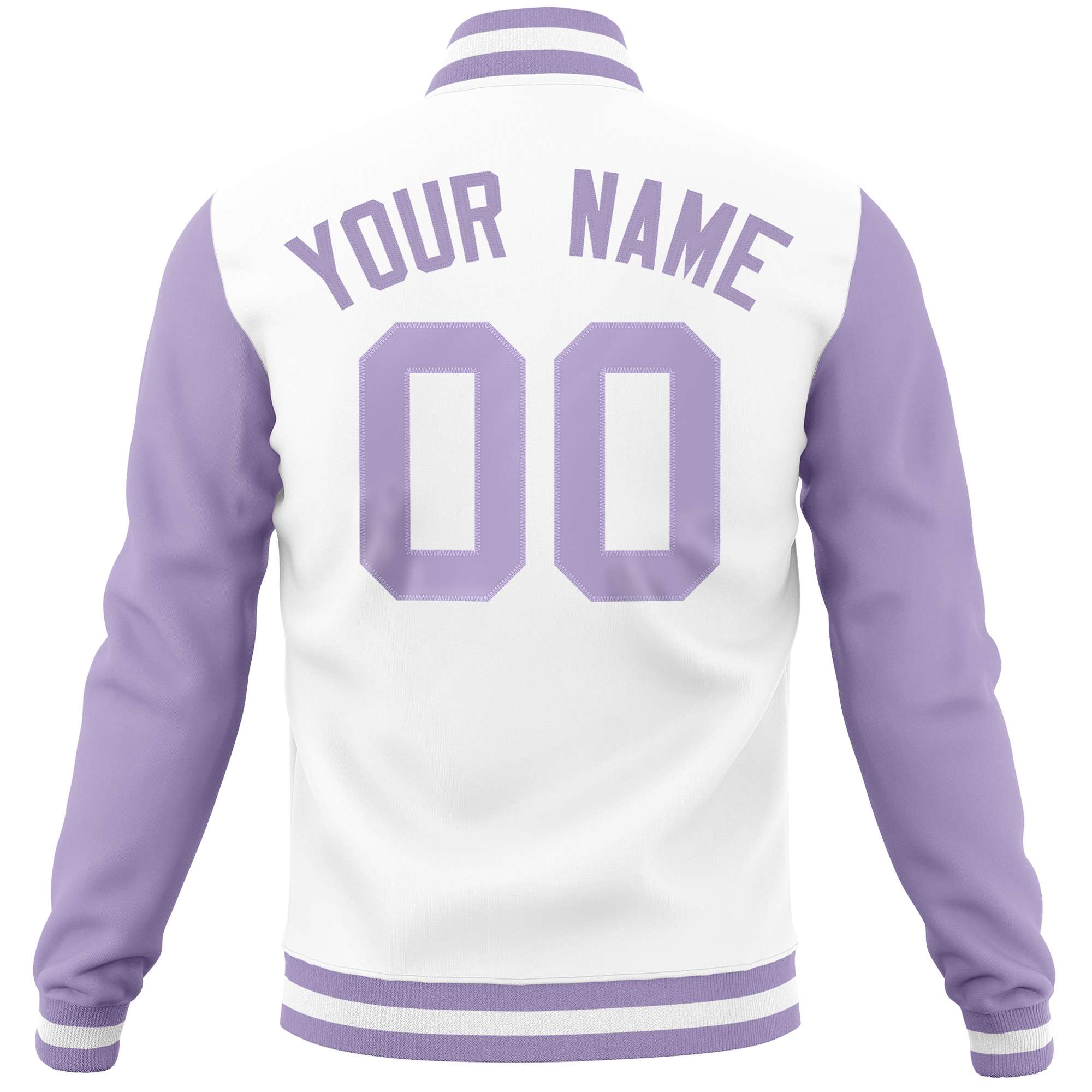 Custom White Light Purple Varsity Full-Snap Raglan Sleeves Letterman Baseball Jacket