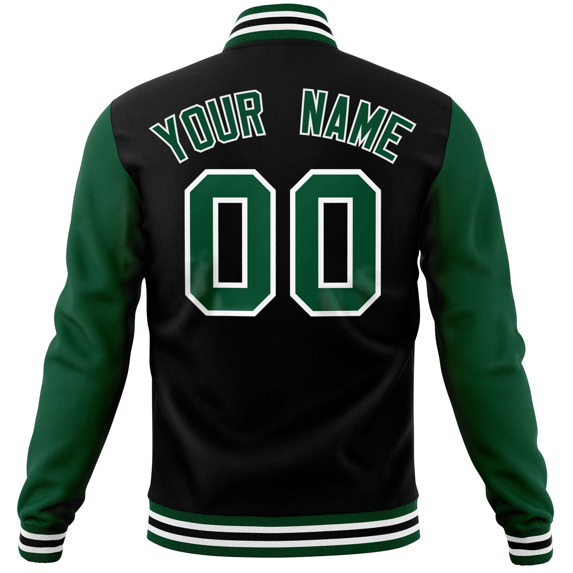 Custom Black Green Varsity Full-Snap Raglan Sleeves Letterman Baseball Jacket