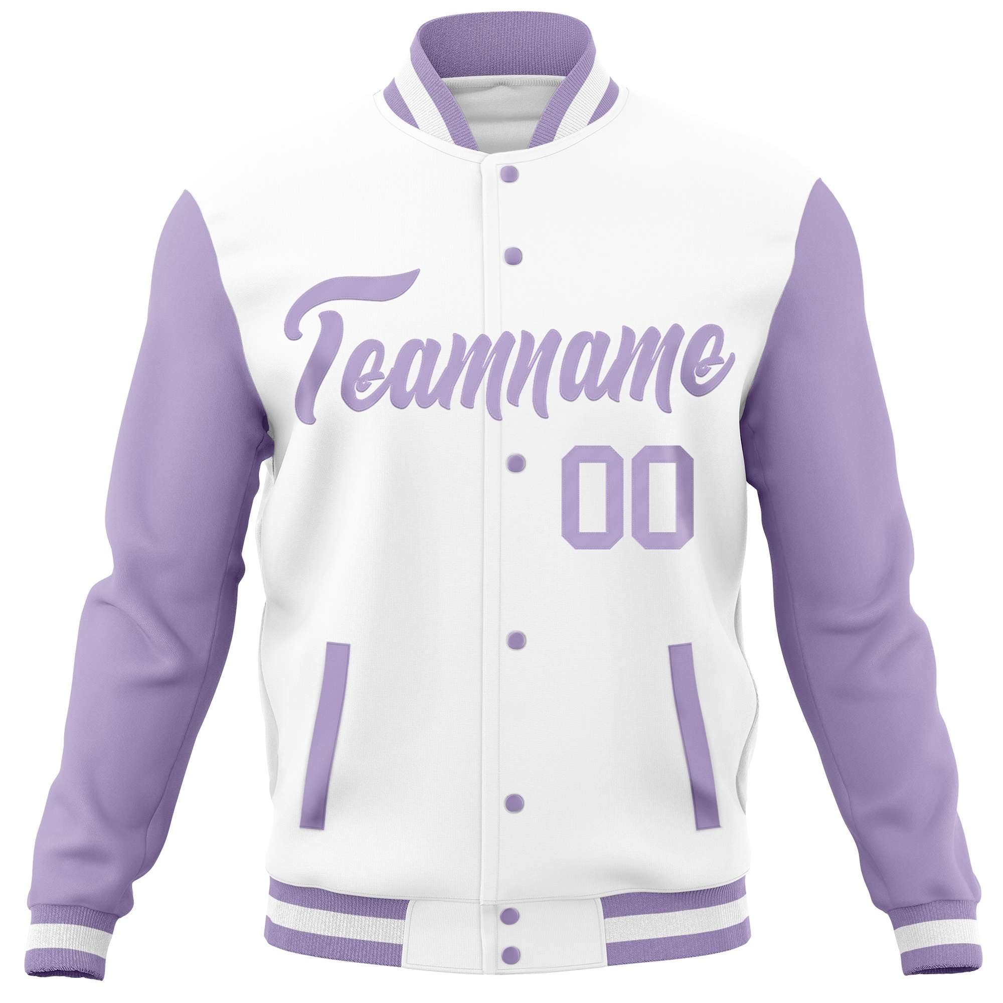 Custom White Light Purple Varsity Full-Snap Raglan Sleeves Letterman Baseball Jacket