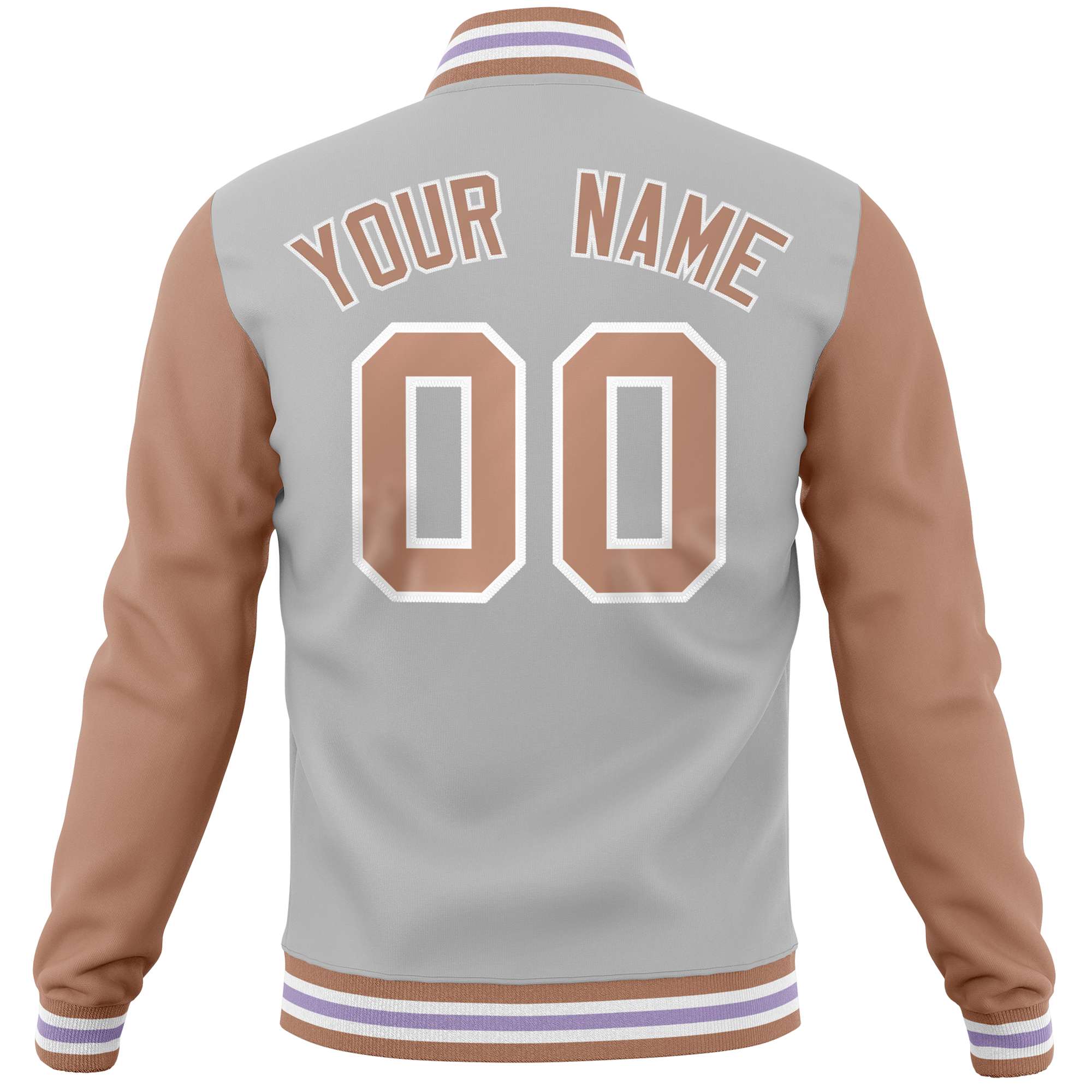 Custom Gray Brown Varsity Full-Snap Raglan Sleeves Letterman Baseball Jacket