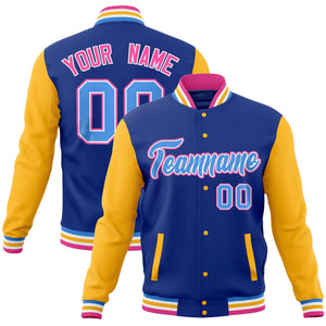 Custom Royal Gold Varsity Full-Snap Raglan Sleeves Letterman Baseball Jacket