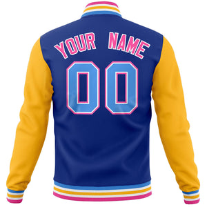 Custom Royal Gold Varsity Full-Snap Raglan Sleeves Letterman Baseball Jacket