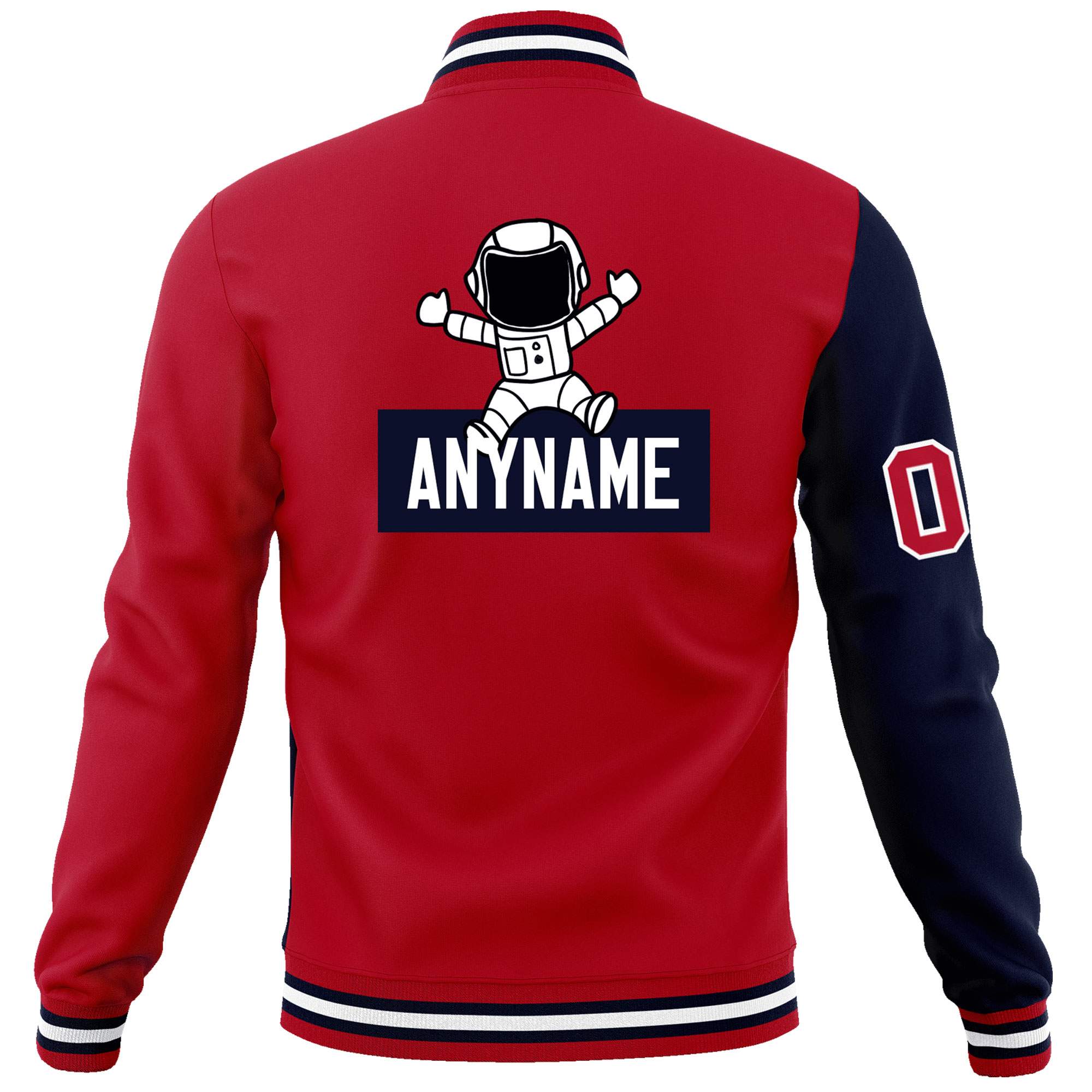 Custom Red Navy Two Tone Split Fashion Varsity Letterman Jacket with Raglan Sleeves