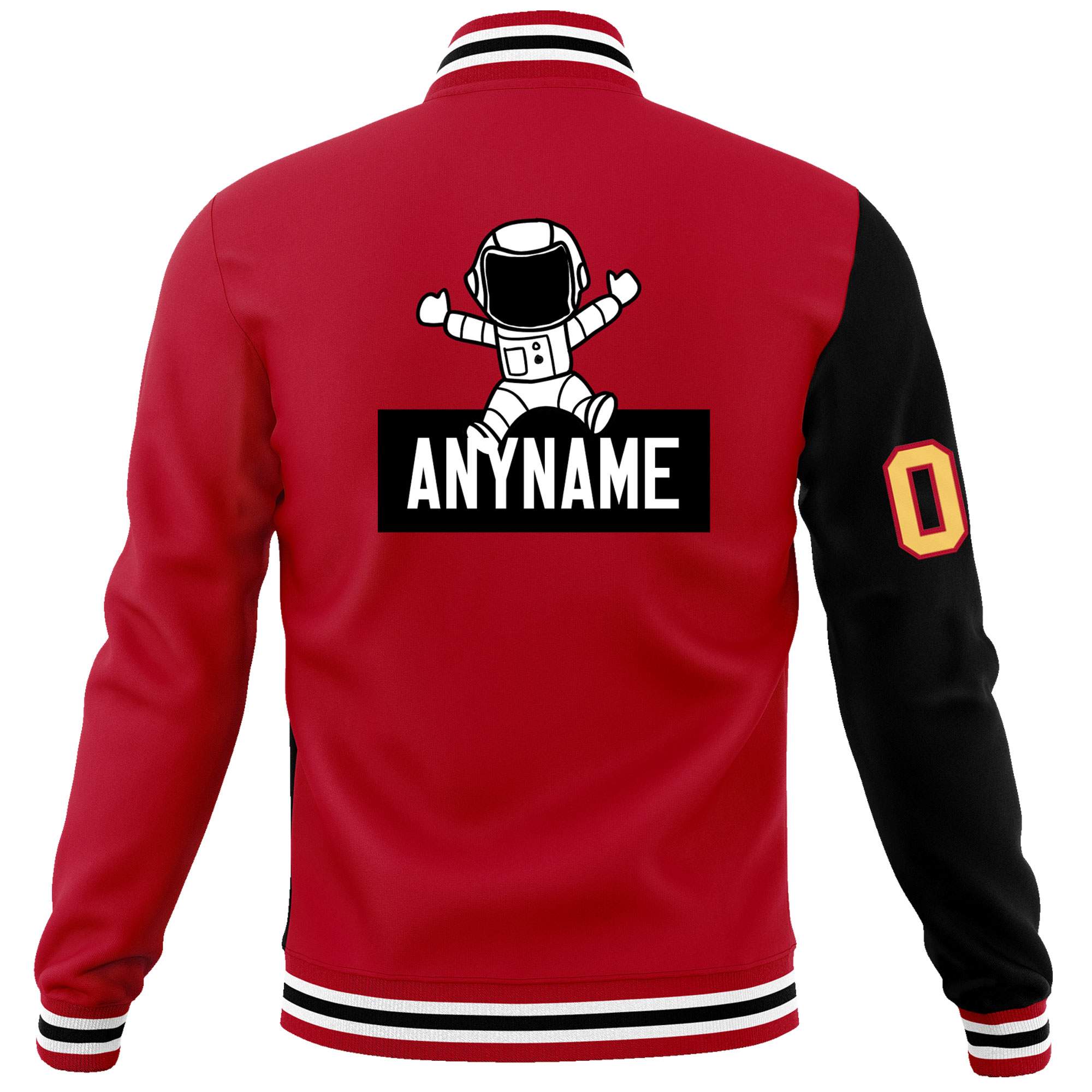 Custom Red Black Two Tone Split Fashion Varsity Letterman Jacket with Raglan Sleeves