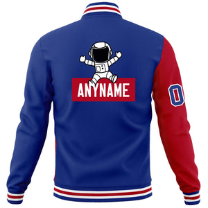 Custom Royal Red Two Tone Split Fashion Varsity Letterman Jacket with Raglan Sleeves