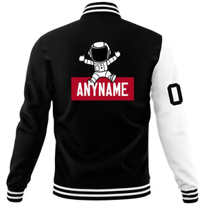 Custom Black White Two Tone Split Fashion Varsity Letterman Jacket with Raglan Sleeves