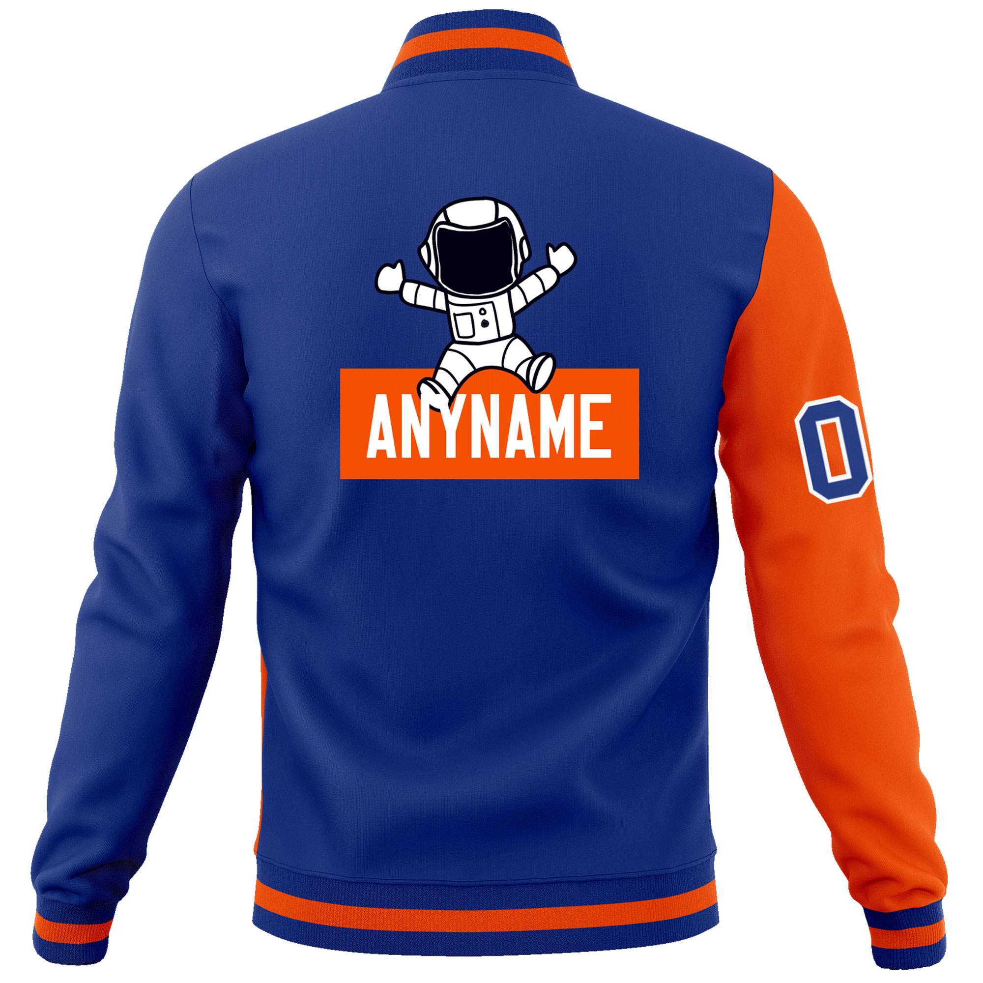 Custom Royal Orange Two Tone Split Fashion Varsity Letterman Jacket with Raglan Sleeves