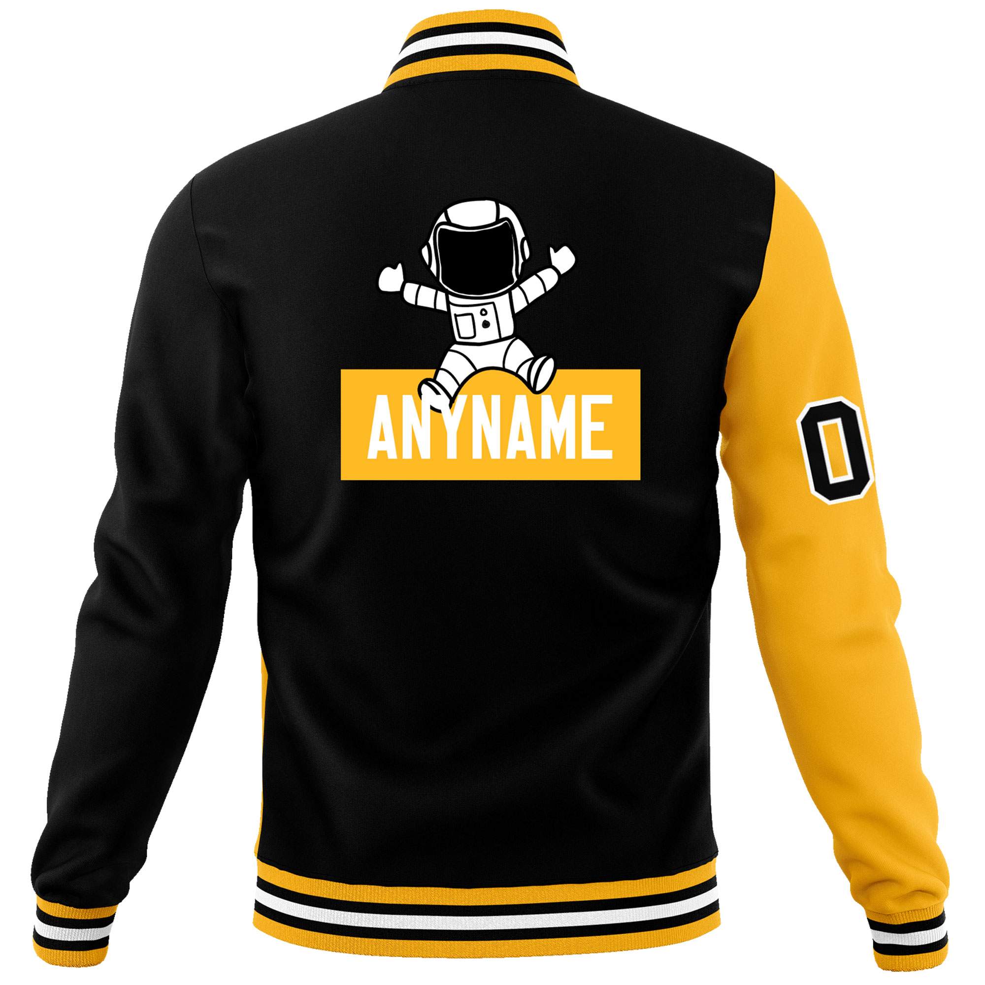 Custom Black Gold Two Tone Split Fashion Varsity Letterman Jacket with Raglan Sleeves