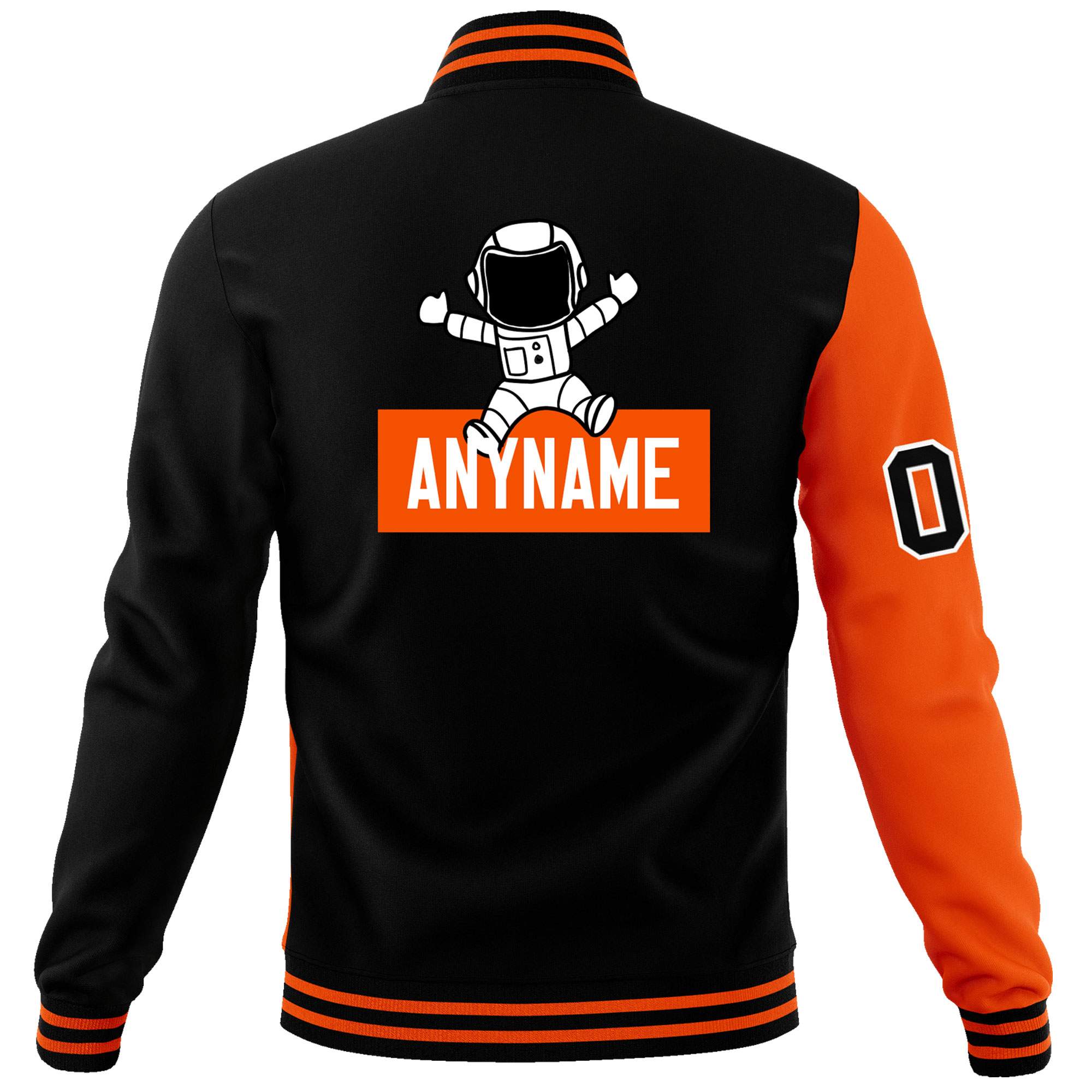 Custom Black Orange Two Tone Split Fashion Varsity Letterman Jacket with Raglan Sleeves