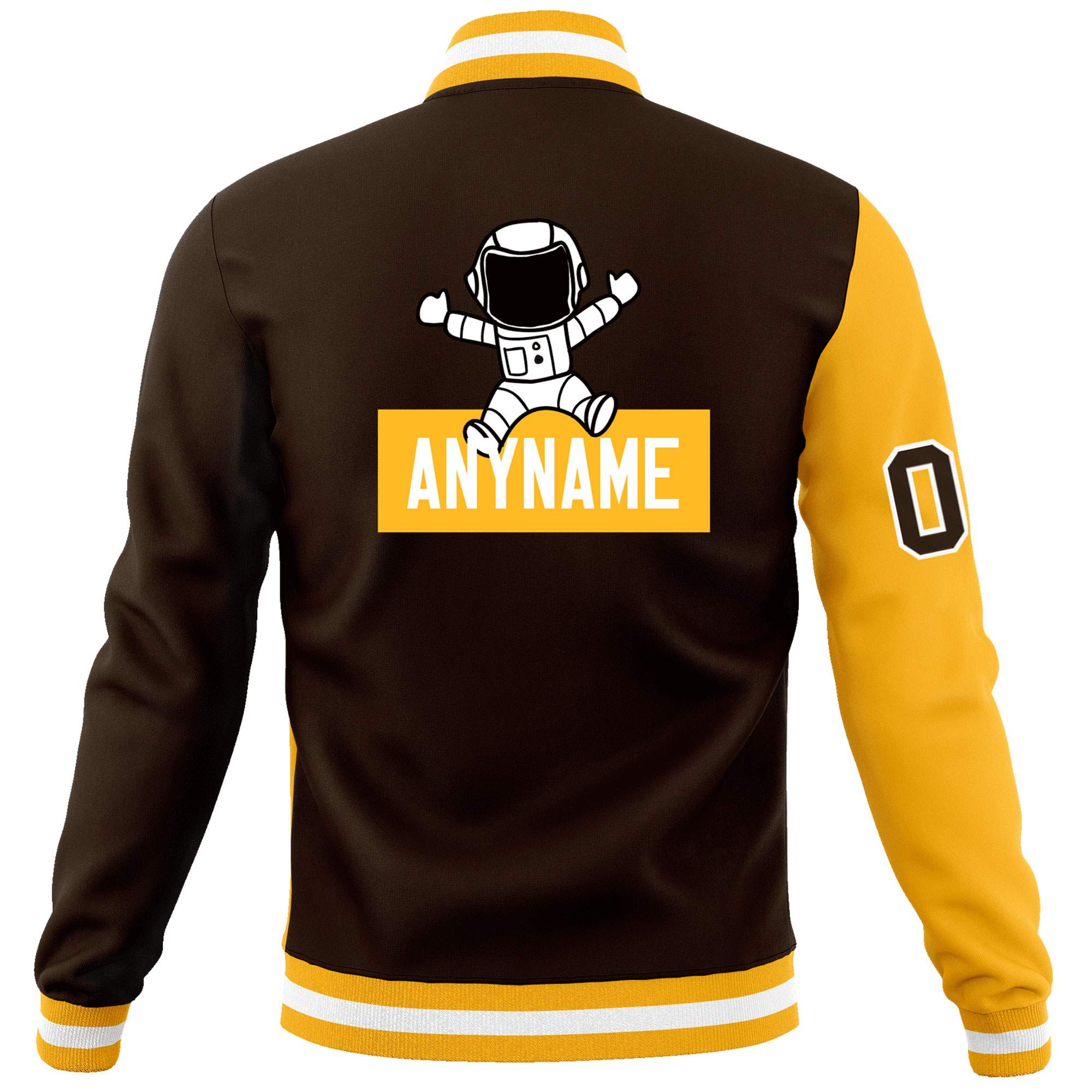 Custom Brown Gold Two Tone Split Fashion Varsity Letterman Jacket with Raglan Sleeves