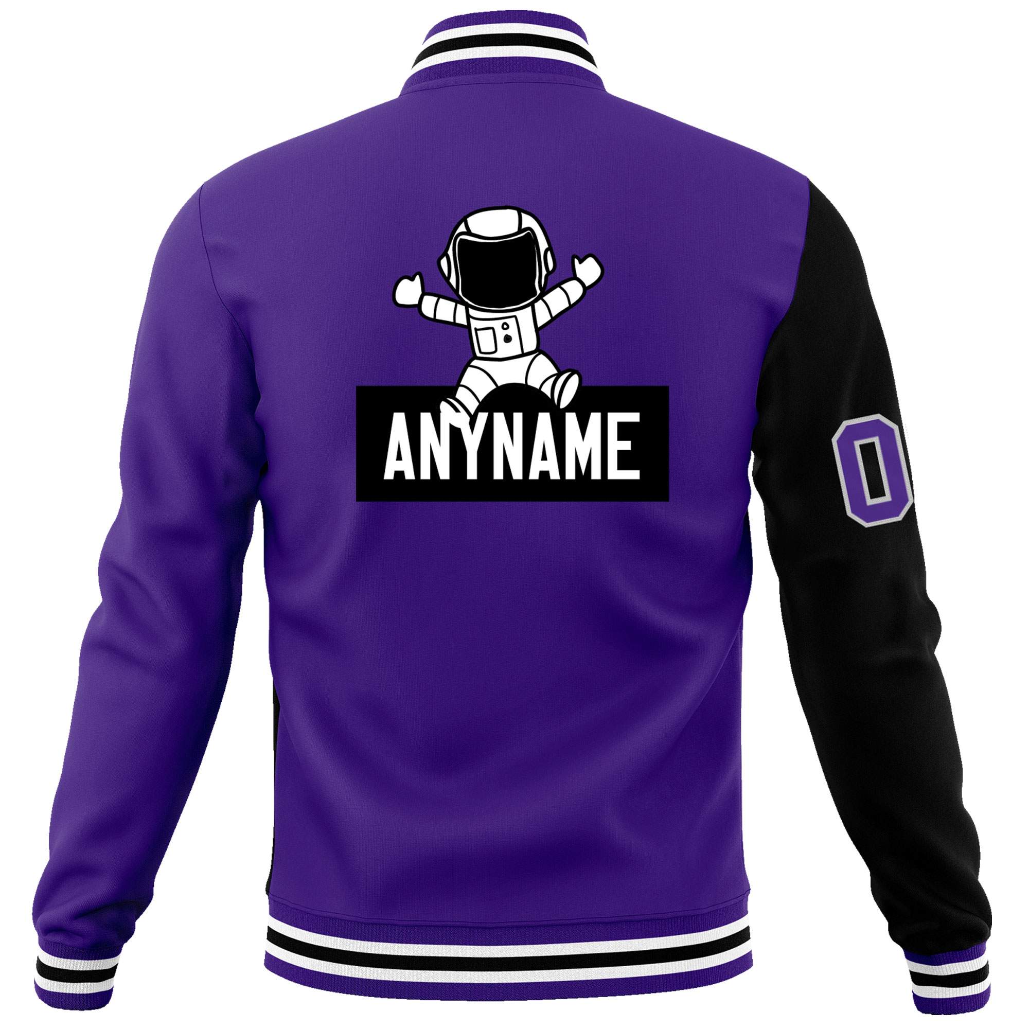 Custom Purple Black Two Tone Split Fashion Varsity Letterman Jacket with Raglan Sleeves