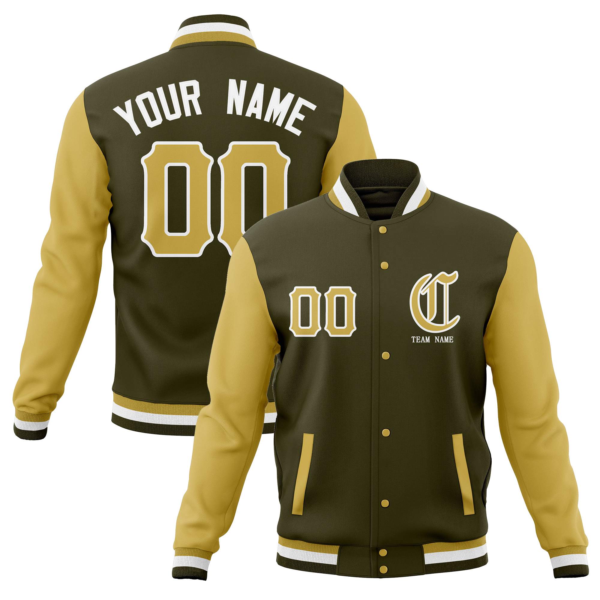 Custom Full-Snap Varsity Letterman Baseball Jackets Personalized Coats Stitched Name Number