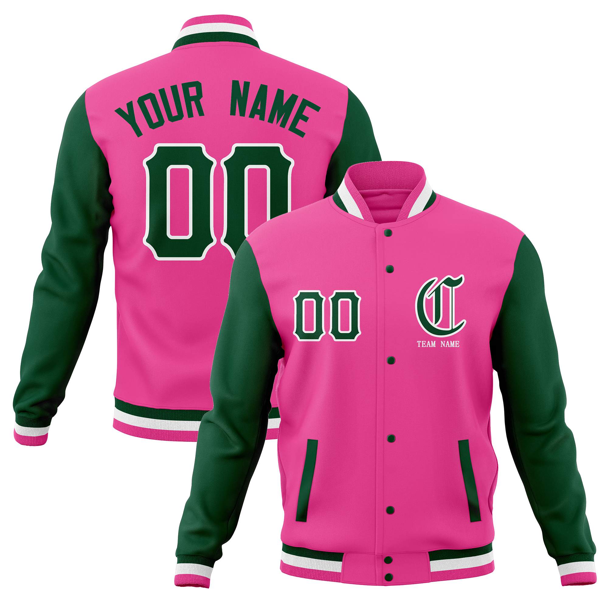 Custom Full-Snap Varsity Letterman Baseball Jackets Personalized Coats Stitched Name Number