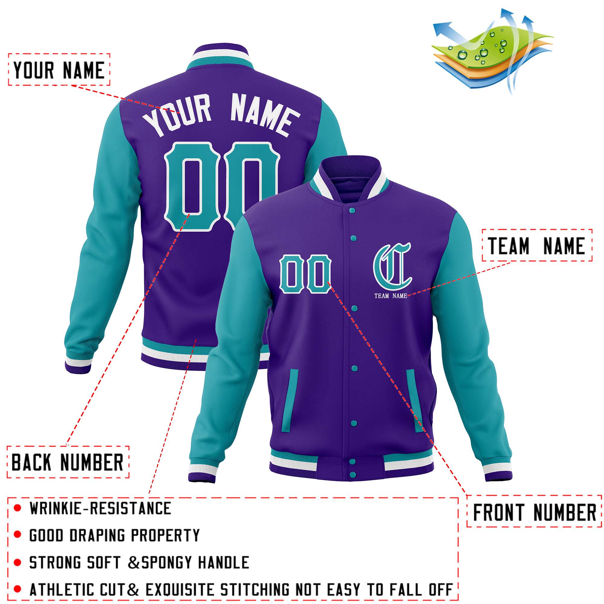 Custom Cotton Blend Full-Snap Varsity Baseball Jackets Personalized Coats