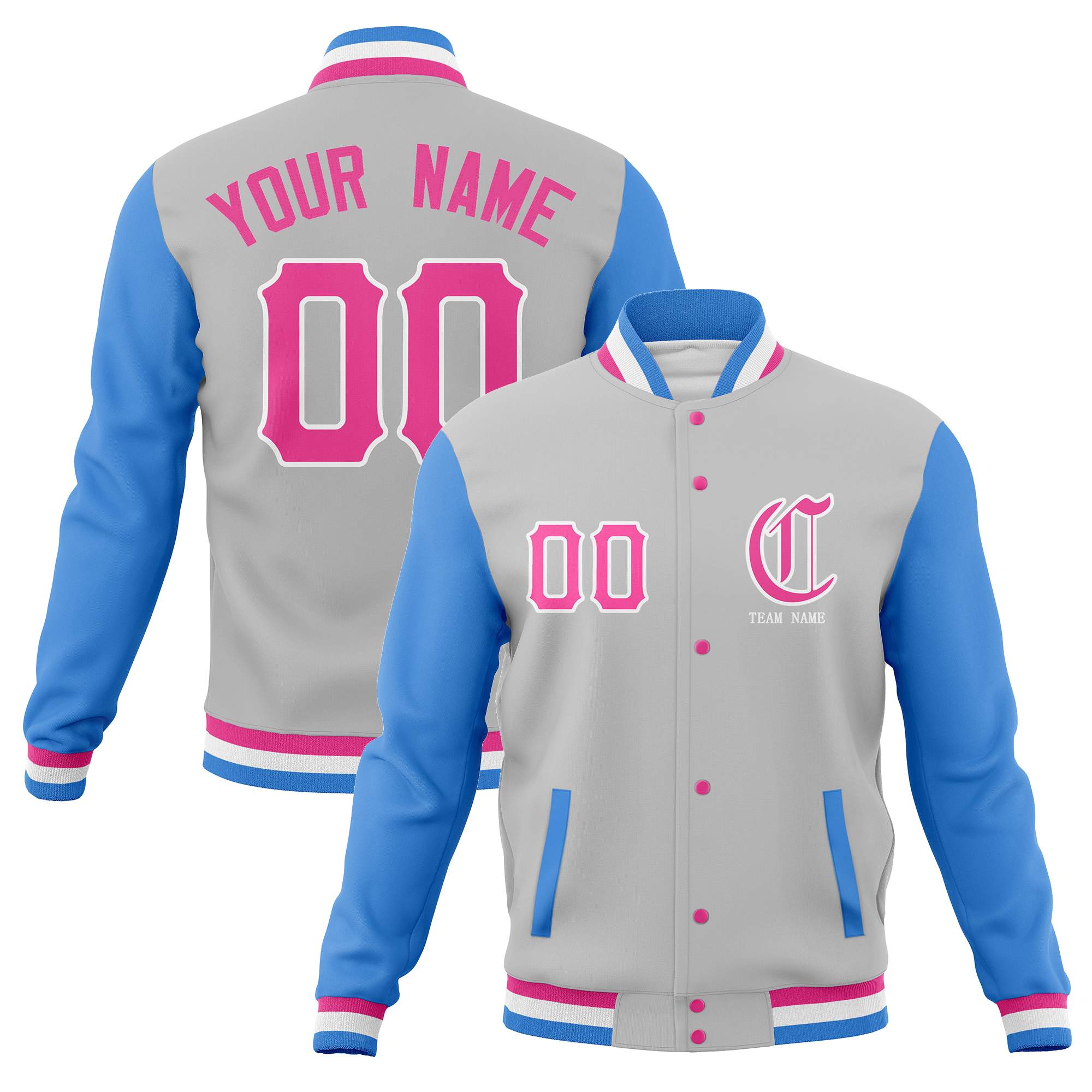 Custom Full-Snap Varsity Bomber Baseball Jackets Personalized Coats Stitched Name Number