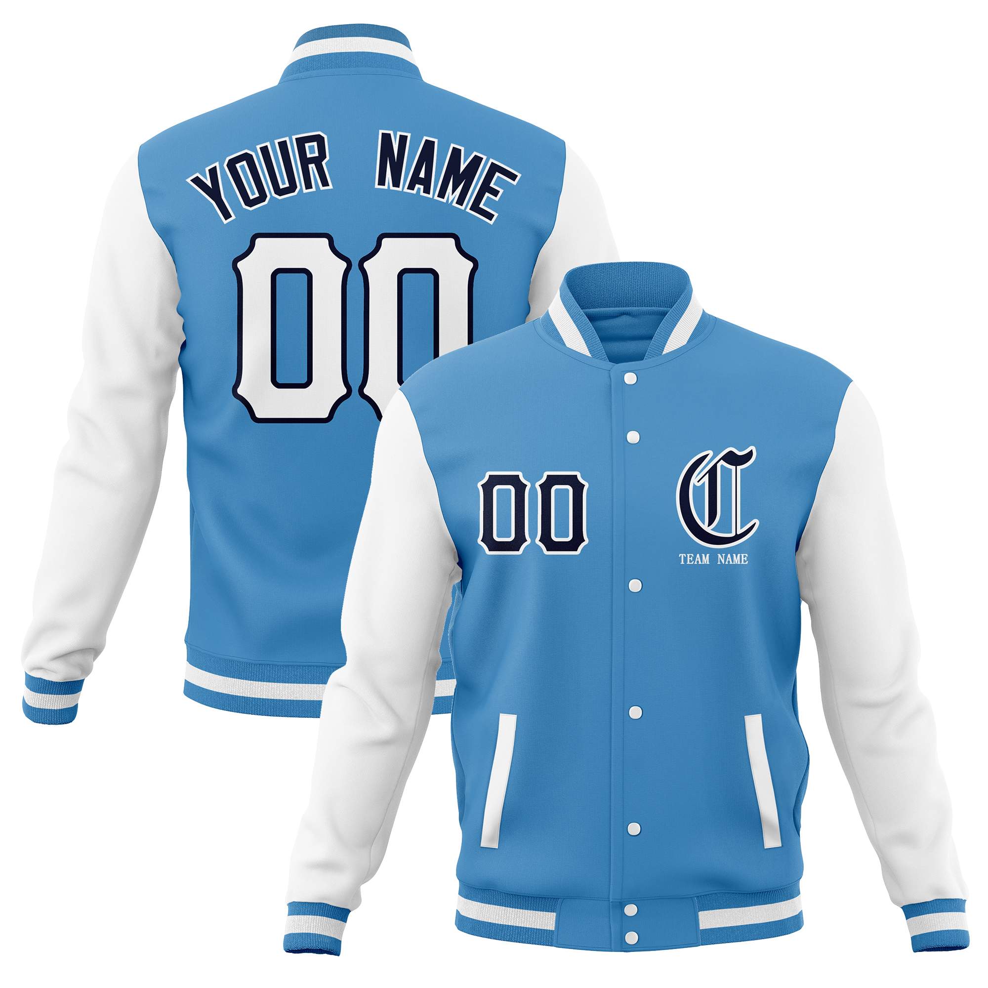 Custom Full-Snap Varsity Bomber Baseball Jackets Stitched Name Number