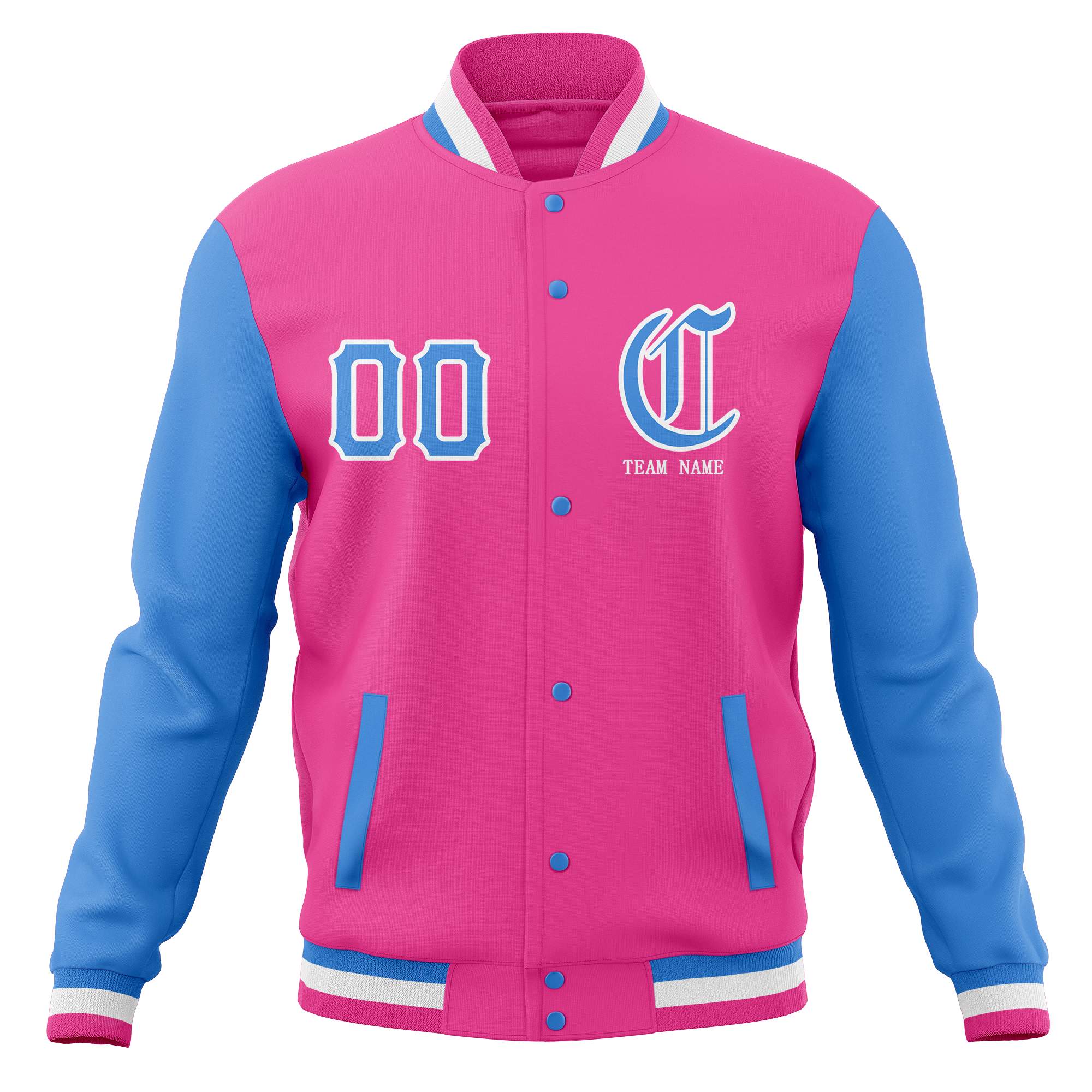 Custom Full-Snap Varsity Letterman Baseball Jackets Personalized Coats Stitched Name Number