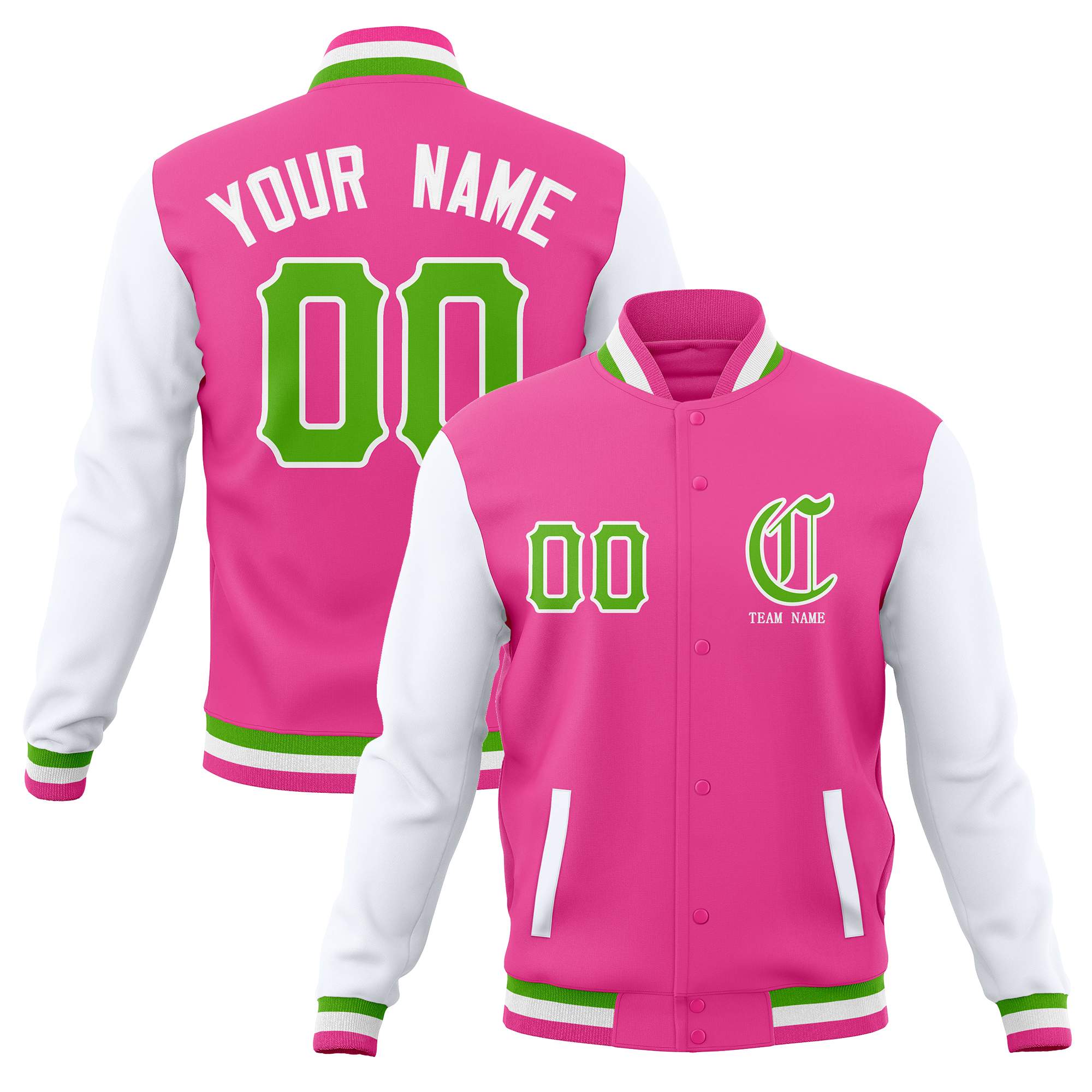 Custom Full-Snap Varsity Letterman Baseball Jackets Personalized Cotton Blend Coats