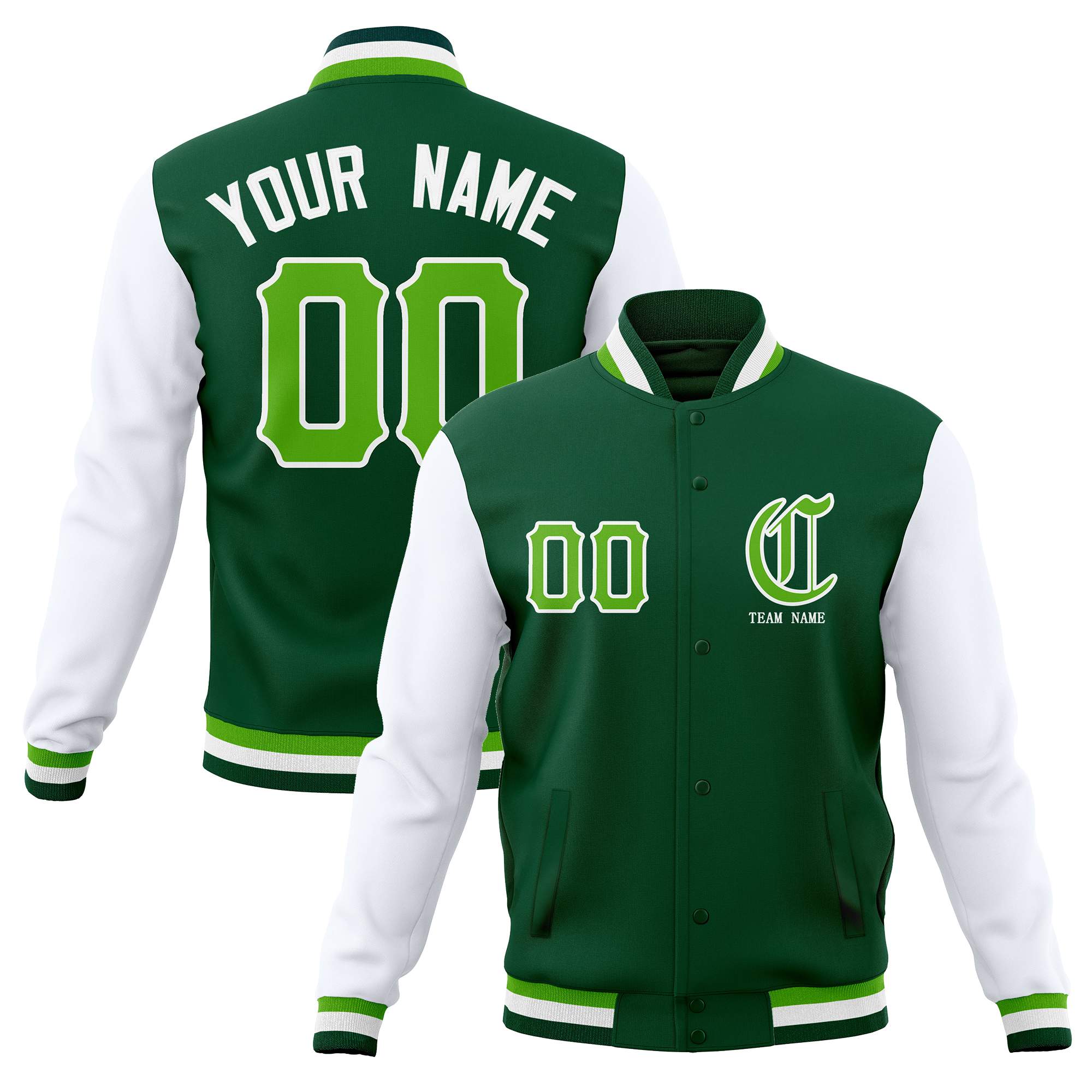 Custom Full-Snap Varsity Bomber Baseball Jackets Stitched Name Number