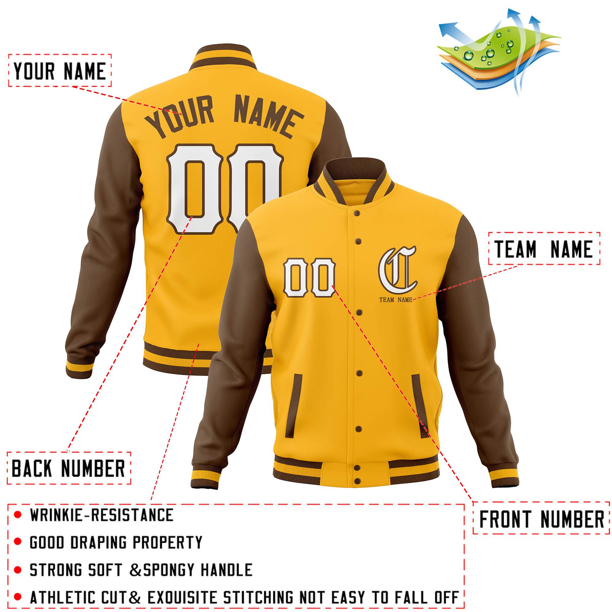 Custom Cotton Blend Full-Snap Varsity Baseball Jackets Personalized Coats