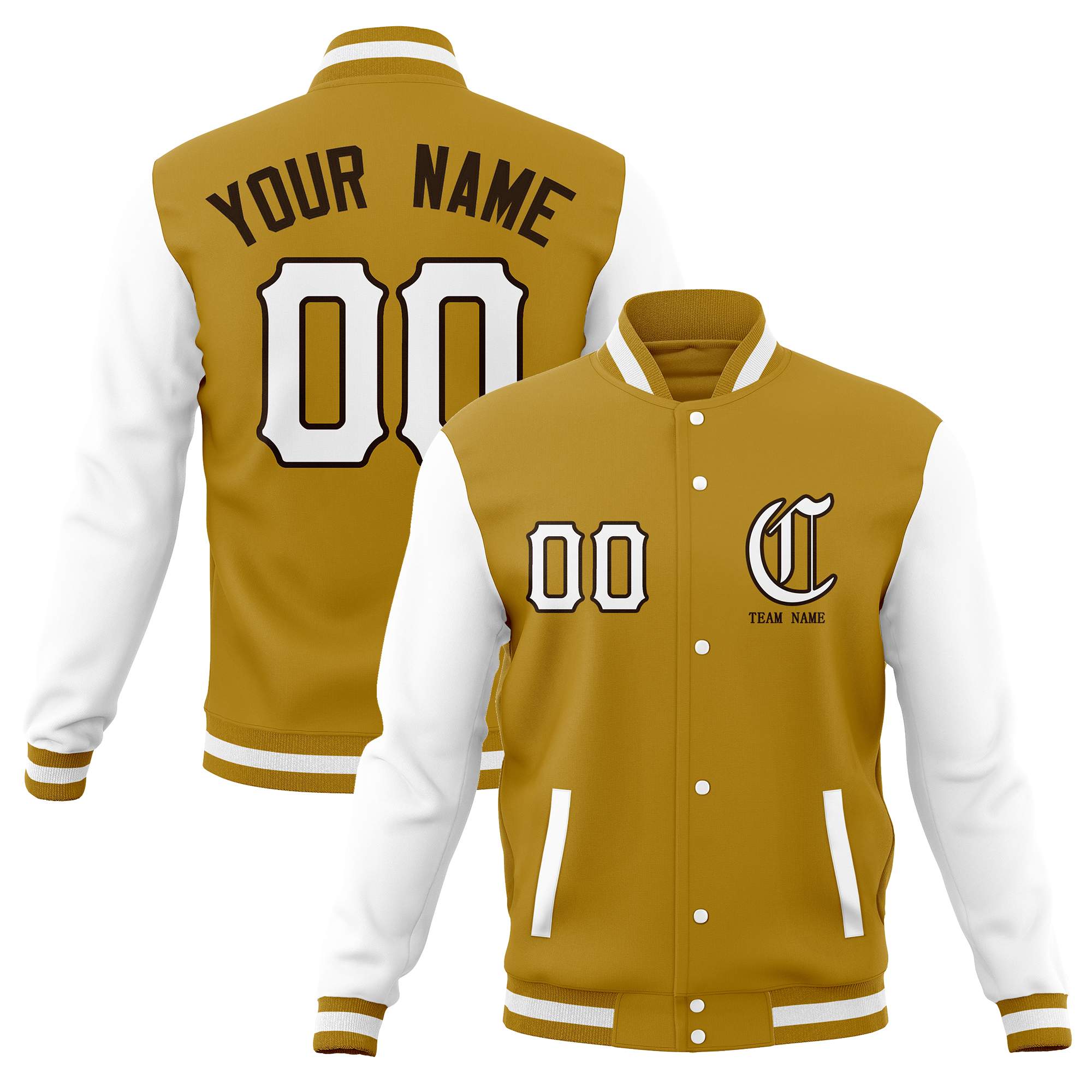 Custom Full-Snap Varsity Letterman Baseball Jackets Personalized Coats Stitched Name Number