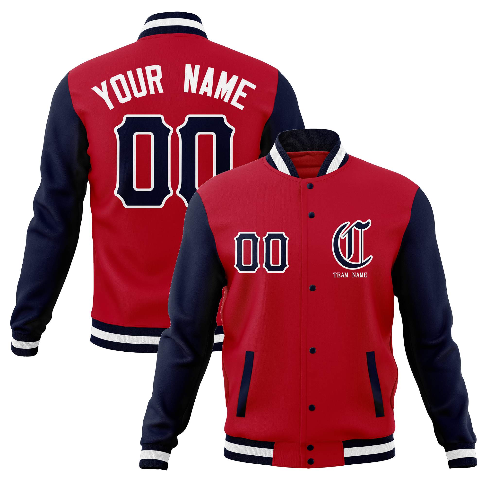 Custom Cotton Blend Full-Snap Varsity Baseball Jackets Personalized Coats