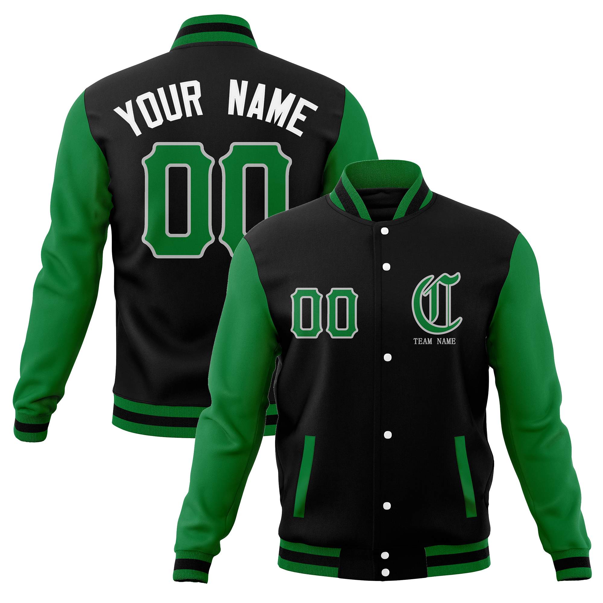 Custom Full-Snap Varsity Bomber Baseball Jackets Stitched Name Number