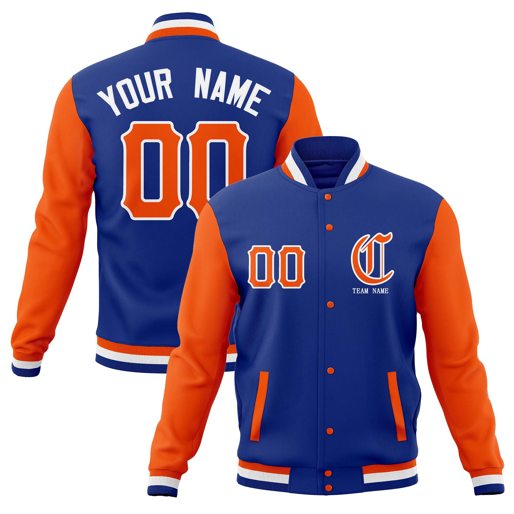 Custom Full-Snap Varsity Letterman Baseball Jackets Personalized Coats Stitched Name Number