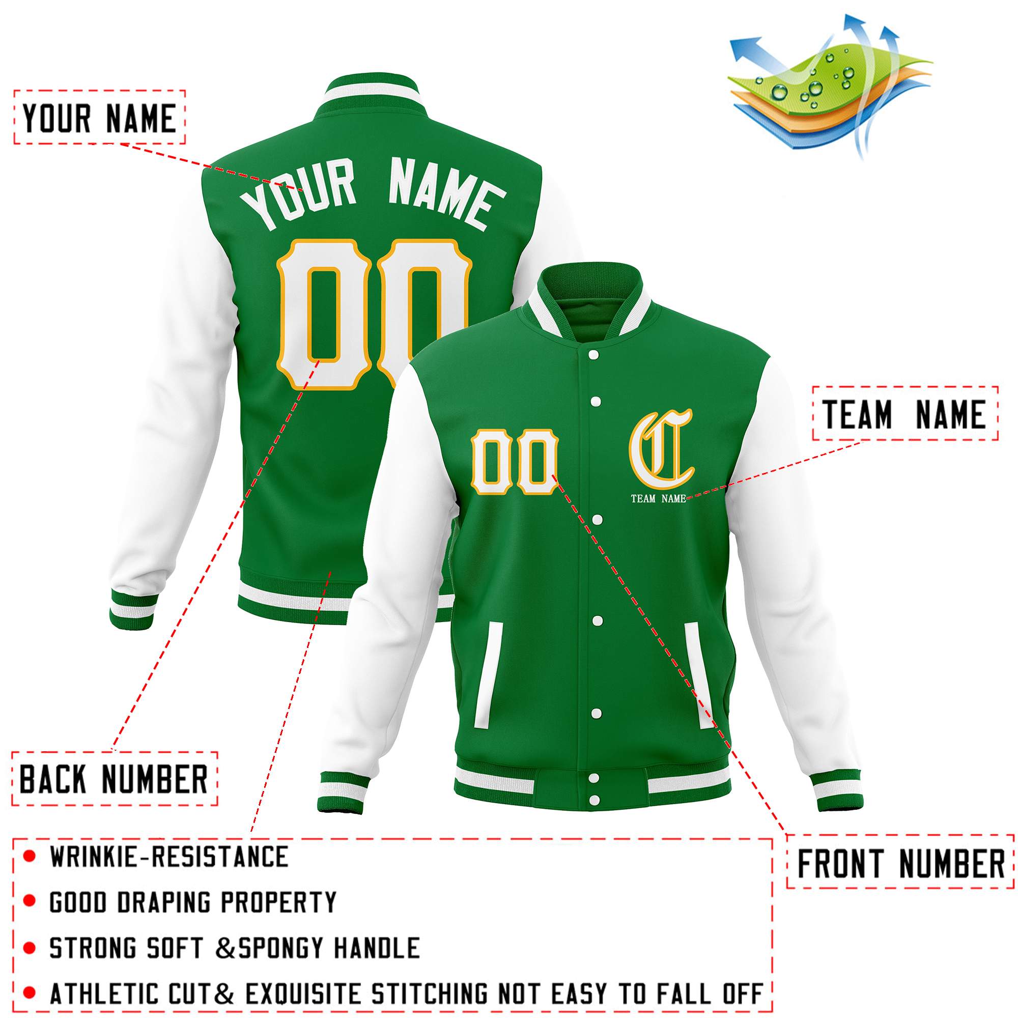 Custom Full-Snap Varsity Bomber Baseball Jackets Personalized Coats