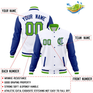 Custom Full-Snap Varsity Bomber Baseball Jackets Personalized Coats Stitched Name Number