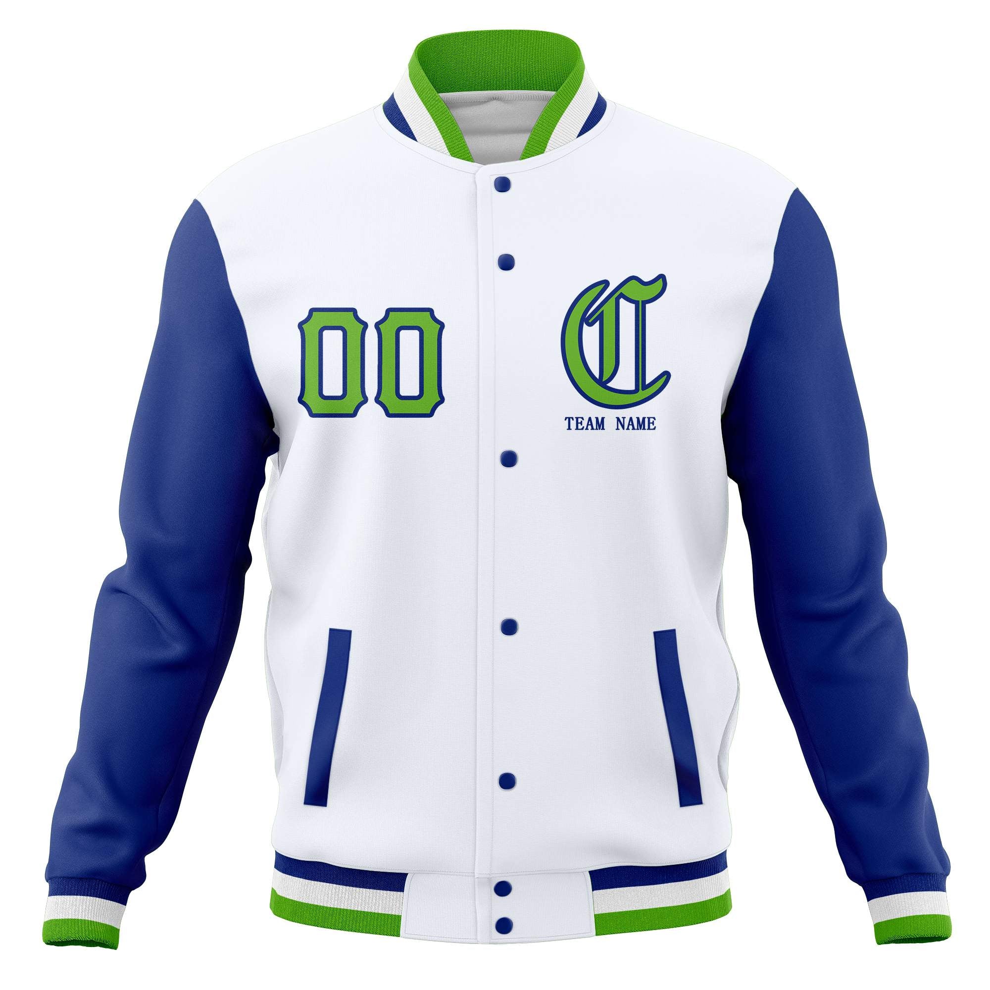 Custom Full-Snap Varsity Bomber Baseball Jackets Personalized Coats Stitched Name Number