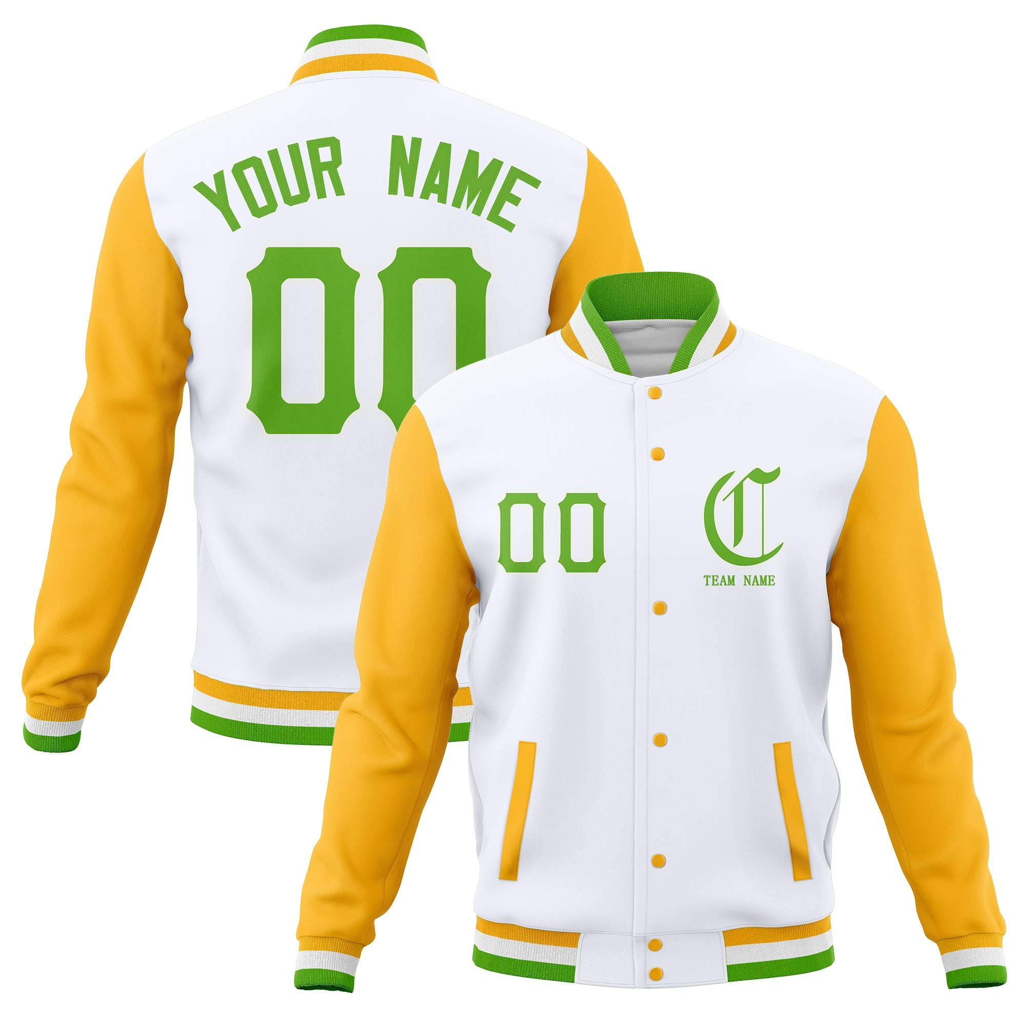 Custom Full-Snap Varsity Bomber Baseball Jackets Stitched Name Number