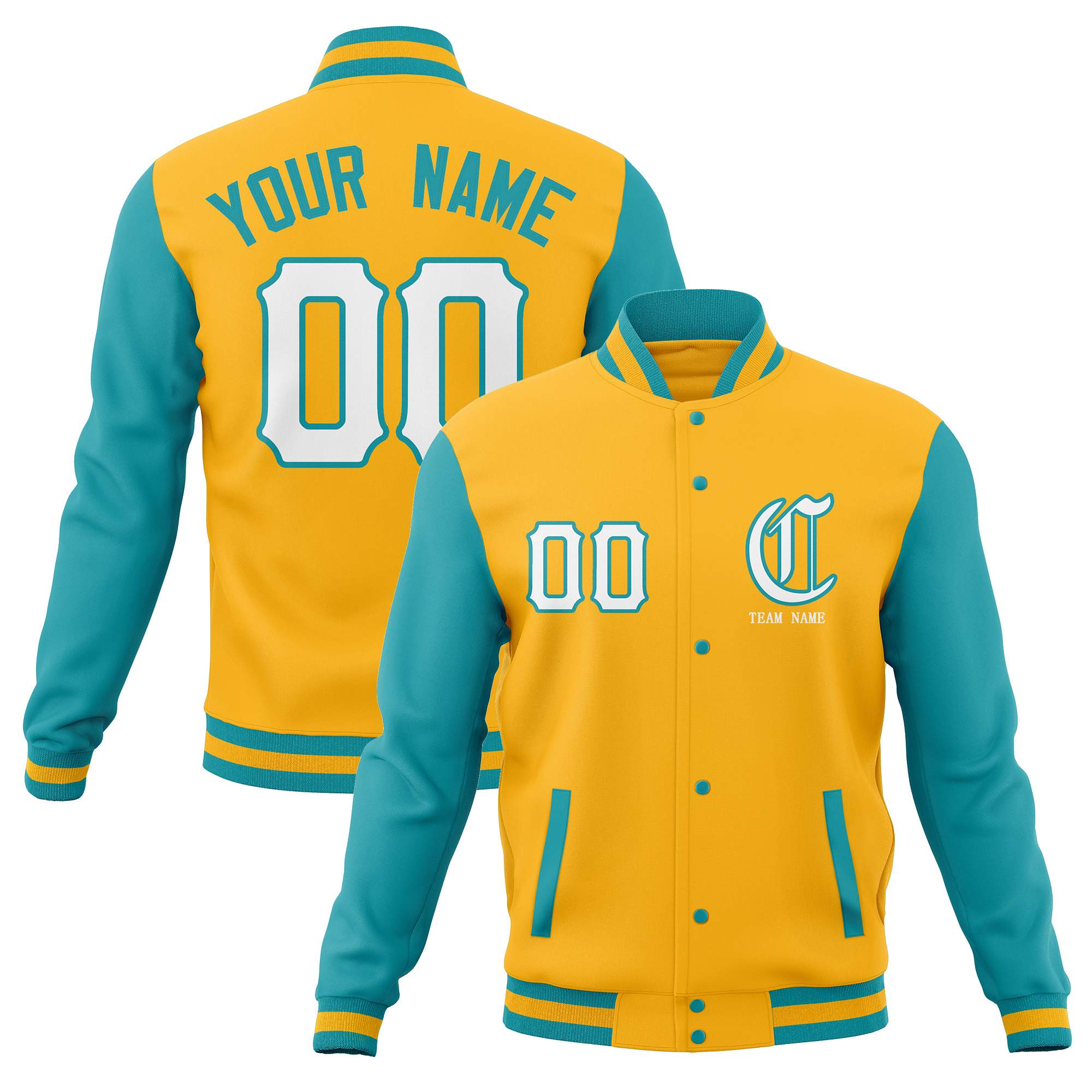 Custom Full-Snap Varsity Bomber Baseball Jackets Stitched Name Number