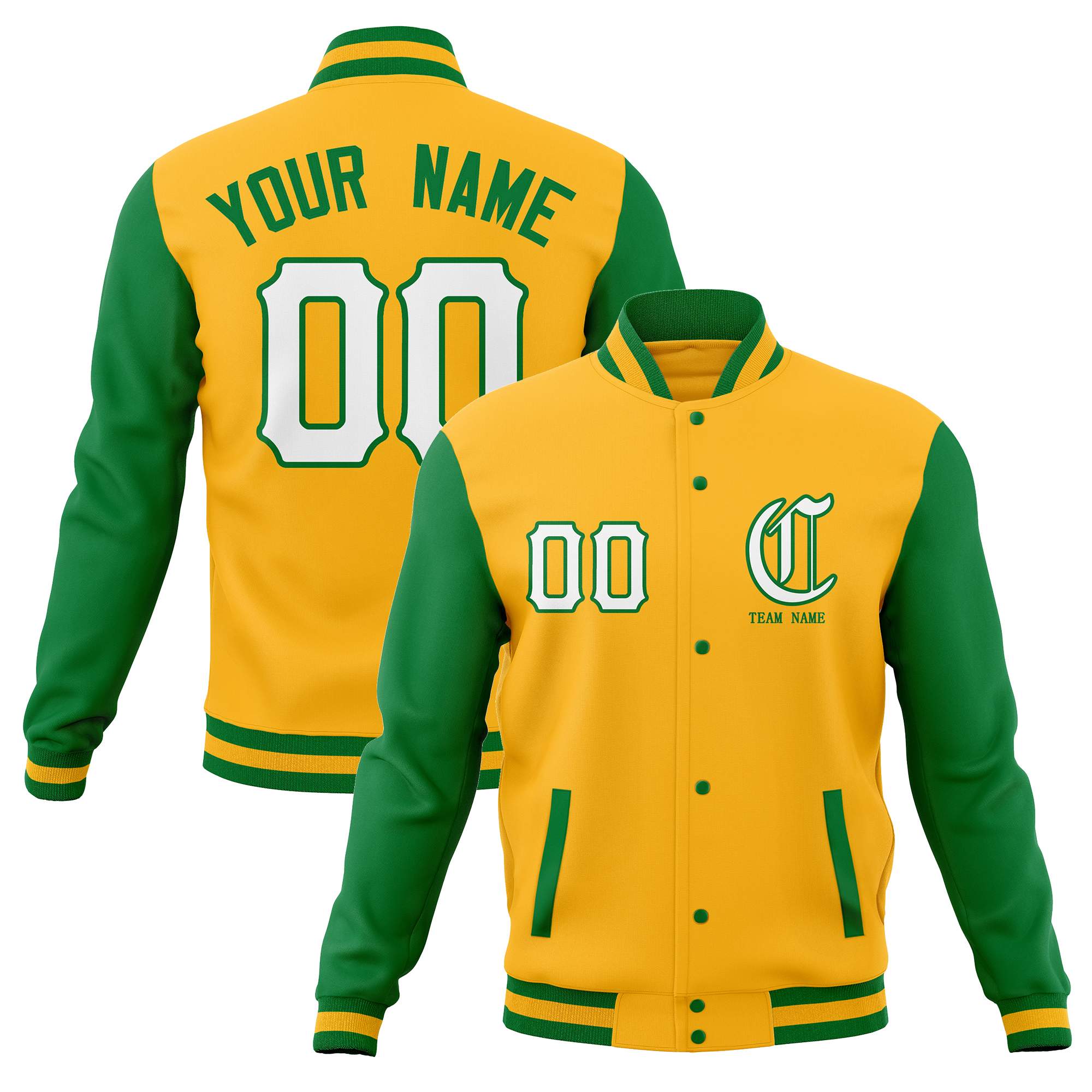 Custom Full-Snap Varsity Bomber Baseball Jackets Stitched Name Number