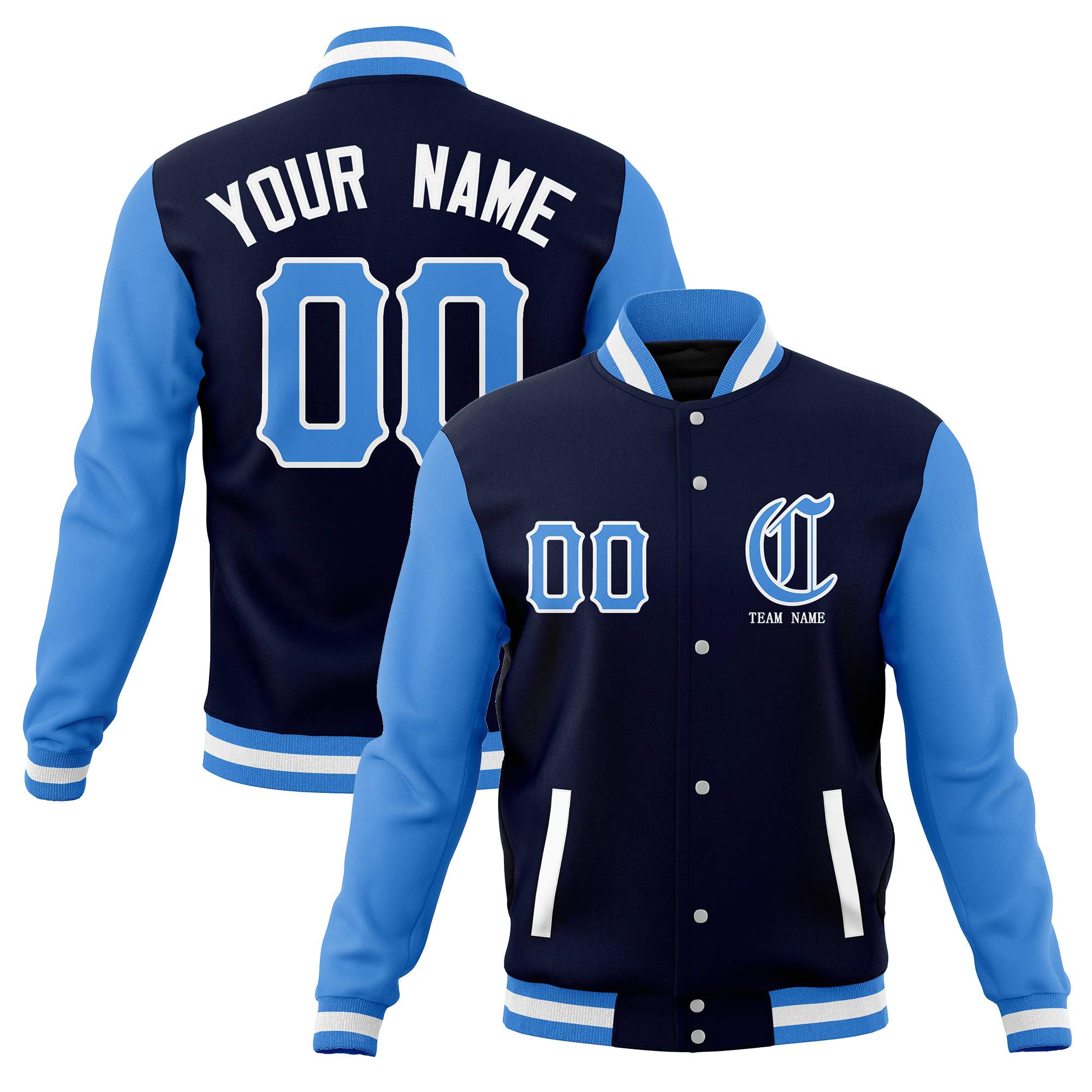 Custom Cotton Blend Full-Snap Varsity Baseball Jackets Personalized Coats