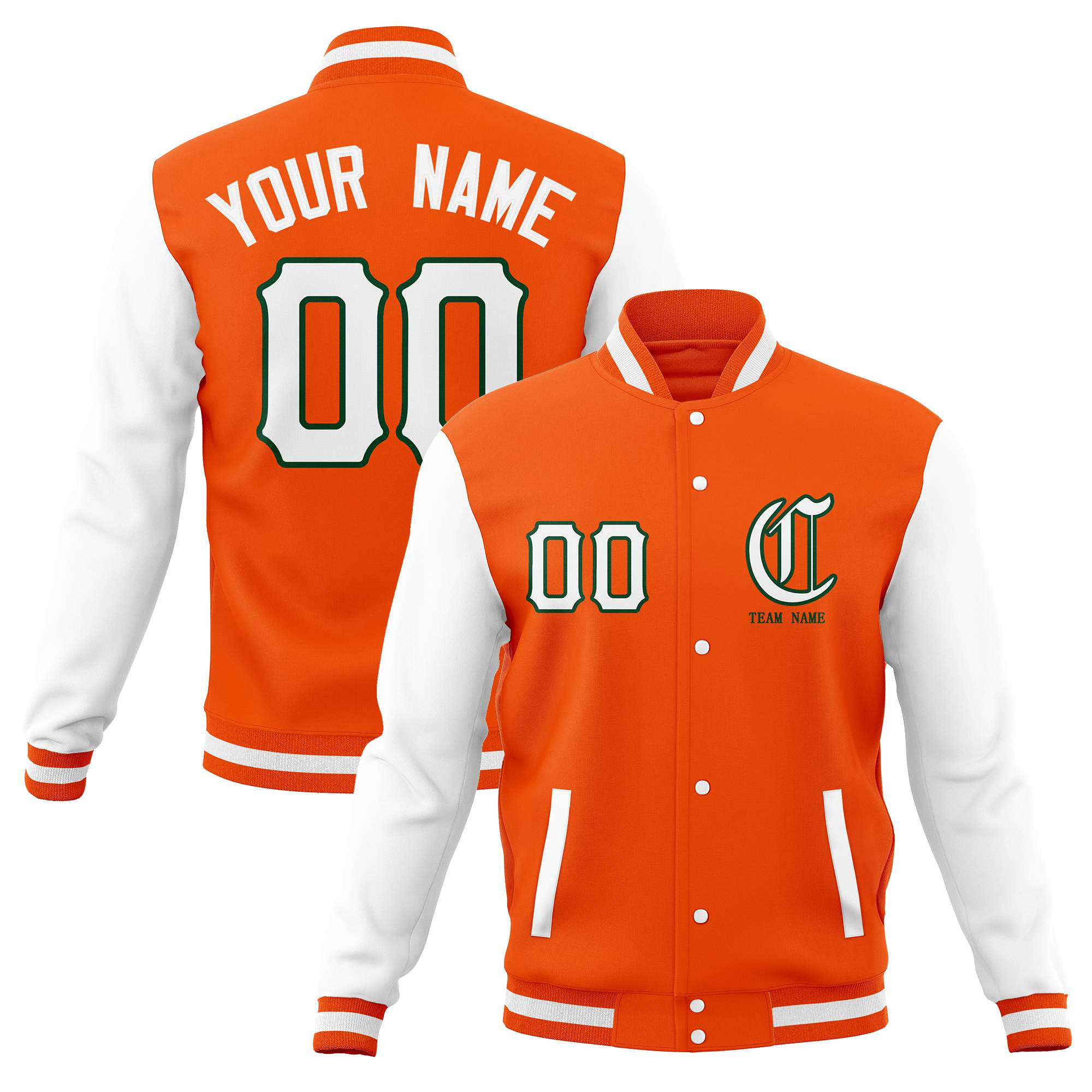 Custom Full-Snap Varsity Letterman Baseball Jackets Personalized Cotton Blend Coats